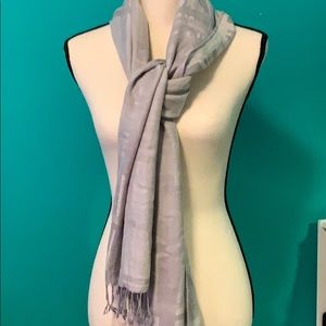 Large Silver Scarf with Fringe